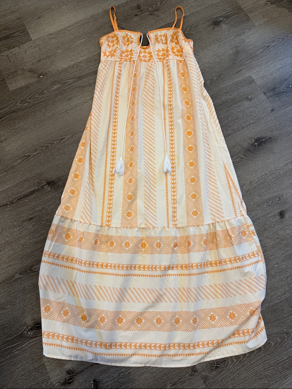 Women’s Peach and Cream Patterned Maxi Skirt
